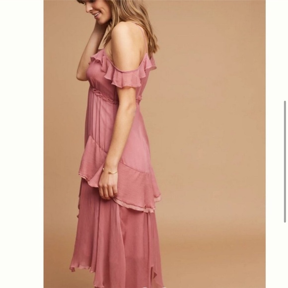 Moulinette Soeurs Anthropologie Ragan Ruffled Dusty Pink Mauve Feminine Dress - Picture 3 of 10